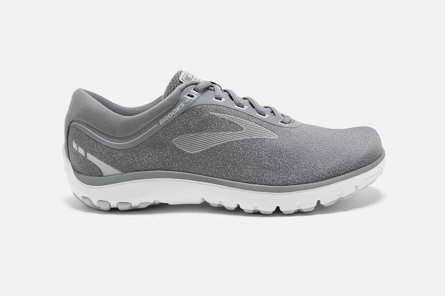 Womens Brooks PureFlow 7 Road Shoes Grey/Microchip/White | 479306-ZVH